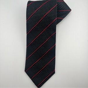 Pavone Black Base Red White Silk Tie Classic Design Italy